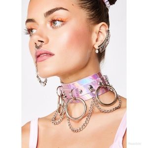 Dolls Kill Freaky Princess Hologram Choker
